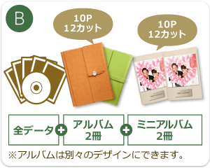 B:全データ+アルバム2冊(10ページ・12カット)+ミニアルバム2冊(10ページ・12カット)