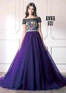 ANNA SUI　鮮やかなパープルのカラードレス